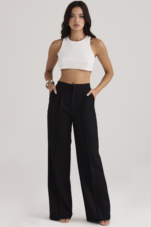 'Alivia' Black Loose Fit Trousers